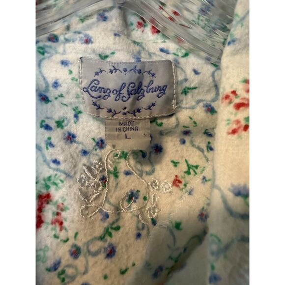 LANZ OF SALZBURG | Women’s Flannel Nightgown Floral Button 100% Cotton- Large - Picture 3 of 7